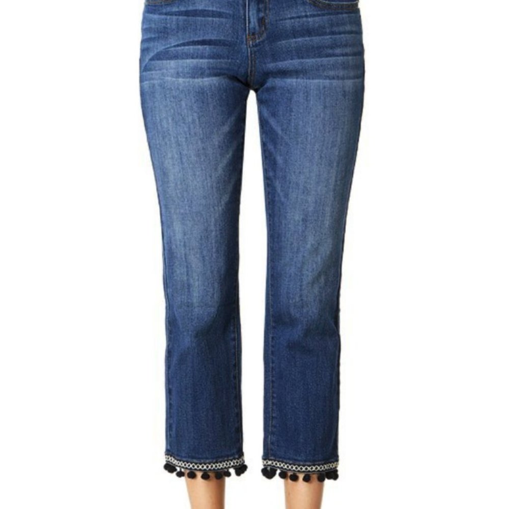 Judy Blue Plus Pom Pom Hem Straight Jeans